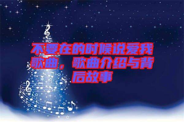 不要在的時候說愛我歌曲，歌曲介紹與背后故事
