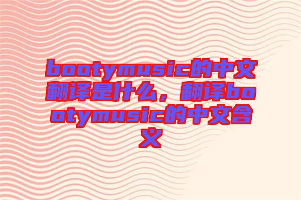 bootymusic的中文翻譯是什么，翻譯bootymusic的中文含義