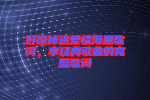 好像掉進(jìn)愛情海里歌詞，享經(jīng)典歌曲的完整歌詞