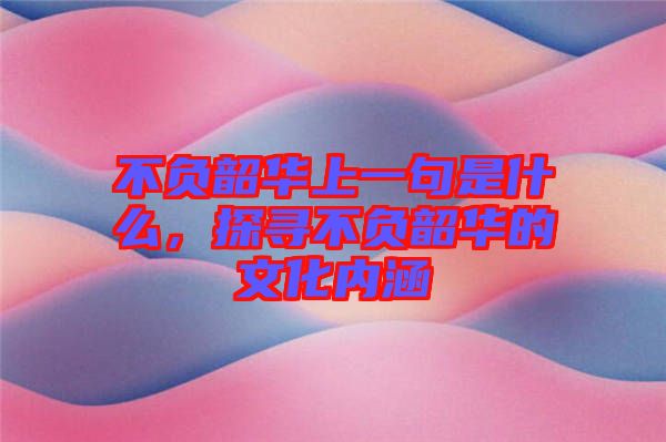 不負韶華上一句是什么，探尋不負韶華的文化內涵