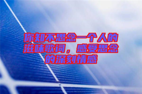 你知不思念一個人的滋味歌詞，感受思念的深刻情感