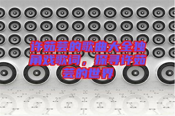 許茹蕓的歌曲大全獨(dú)角戲歌詞，探尋許茹蕓的世界