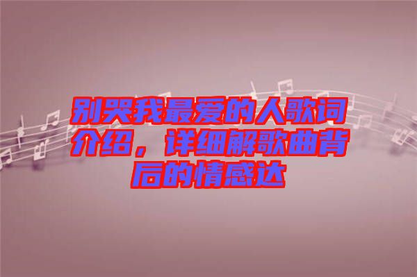 別哭我最愛的人歌詞介紹，詳細(xì)解歌曲背后的情感達(dá)