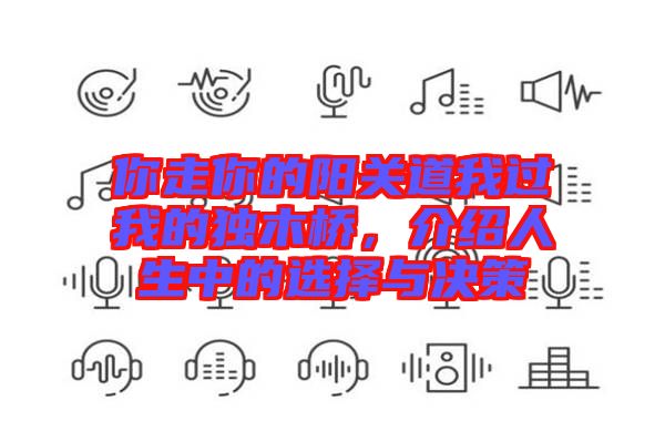 你走你的陽關道我過我的獨木橋，介紹人生中的選擇與決策