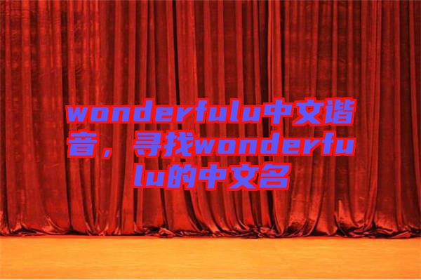 wonderfulu中文諧音，尋找wonderfulu的中文名