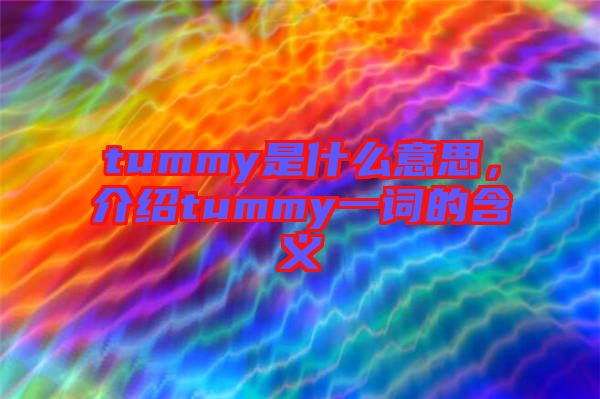 tummy是什么意思，介紹tummy一詞的含義