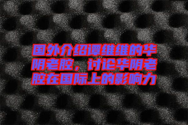 國(guó)外介紹譚維維的華陰老腔，討論華陰老腔在國(guó)際上的影響力