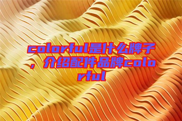 colorful是什么牌子，介紹配件品牌colorful