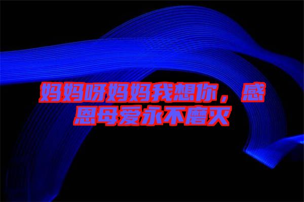 媽媽呀媽媽我想你，感恩母愛永不磨滅