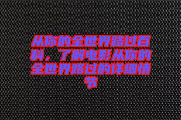 從你的全世界路過(guò)百科，了解電影從你的全世界路過(guò)的詳細(xì)情節(jié)