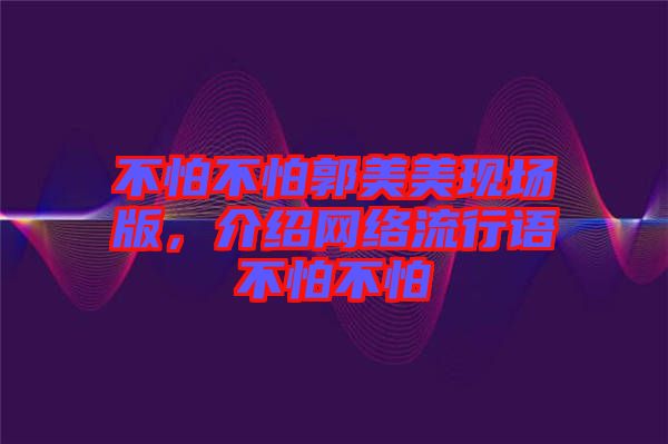 不怕不怕郭美美現(xiàn)場(chǎng)版，介紹網(wǎng)絡(luò)流行語(yǔ)不怕不怕