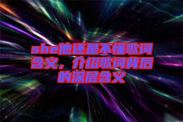 she他還是不懂歌詞含義，介紹歌詞背后的深層含義