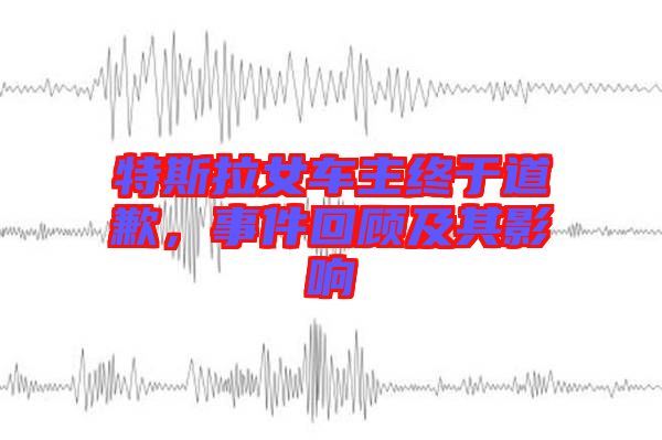 特斯拉女車主終于道歉，事件回顧及其影響