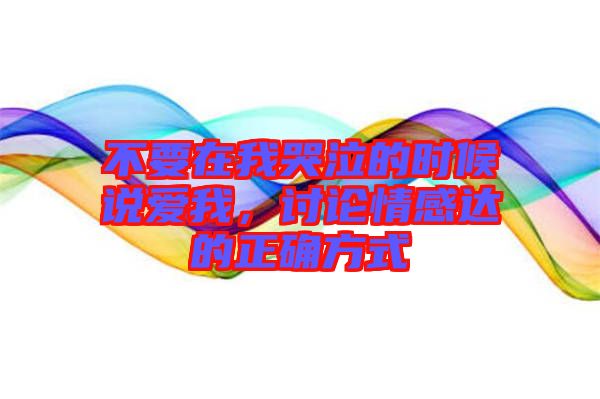 不要在我哭泣的時(shí)候說愛我，討論情感達(dá)的正確方式