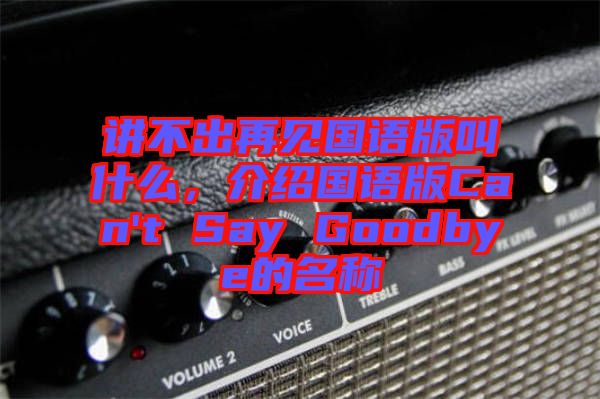 講不出再見(jiàn)國(guó)語(yǔ)版叫什么，介紹國(guó)語(yǔ)版Can't Say Goodbye的名稱