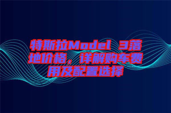特斯拉Model 3落地價格，詳解購車費用及配置選擇