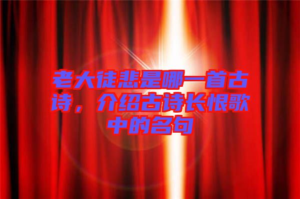 老大徒悲是哪一首古詩(shī)，介紹古詩(shī)長(zhǎng)恨歌中的名句