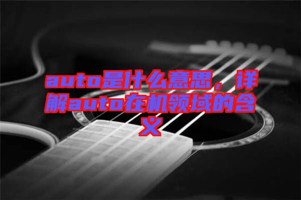 auto是什么意思，詳解auto在機領(lǐng)域的含義
