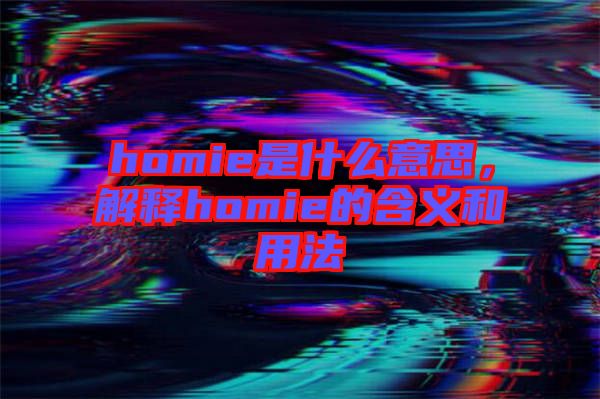 homie是什么意思，解釋homie的含義和用法