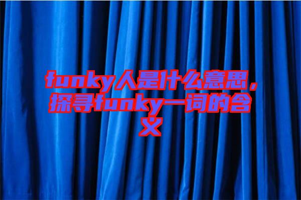 funky人是什么意思，探尋funky一詞的含義