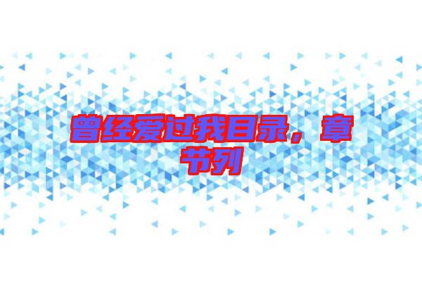 曾經愛過我目錄，章節(jié)列