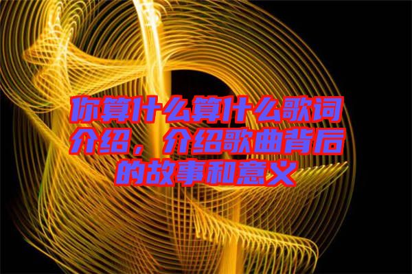 你算什么算什么歌詞介紹，介紹歌曲背后的故事和意義