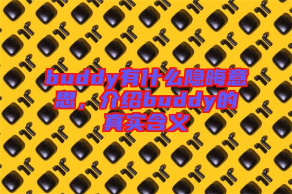 buddy有什么隱晦意思，介紹buddy的真實(shí)含義