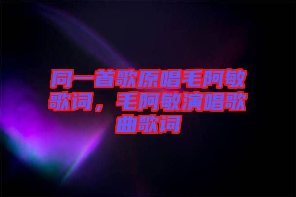 同一首歌原唱毛阿敏歌詞，毛阿敏演唱歌曲歌詞