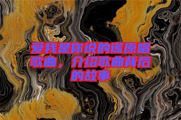 愛我是你說的謊原唱歌曲，介紹歌曲背后的故事