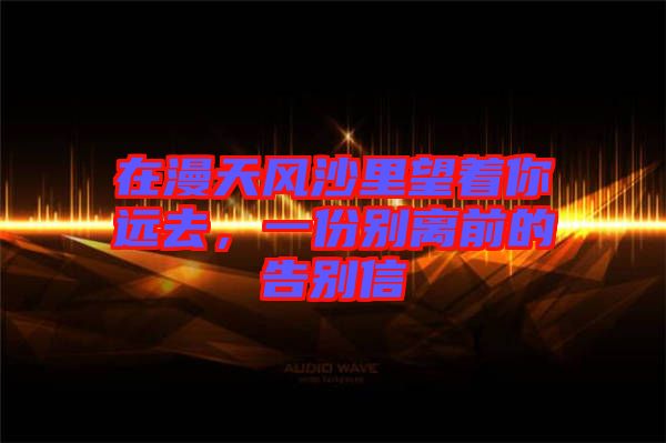在漫天風(fēng)沙里望著你遠(yuǎn)去，一份別離前的告別信