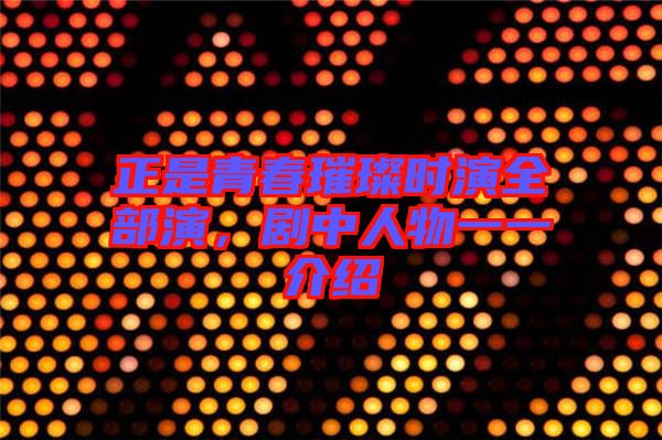 正是青春璀璨時演全部演，劇中人物一一介紹