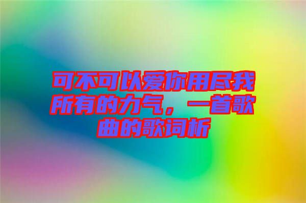 可不可以愛你用盡我所有的力氣，一首歌曲的歌詞析