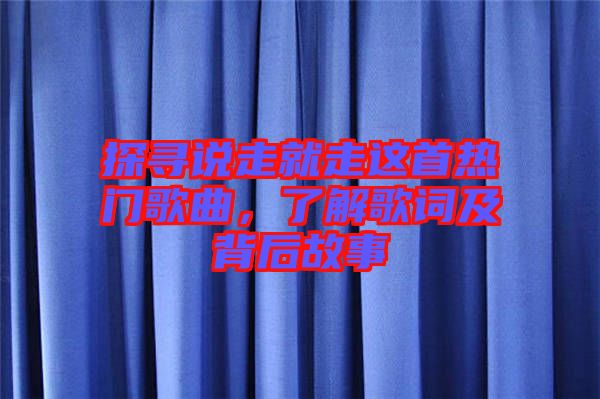 探尋說走就走這首熱門歌曲，了解歌詞及背后故事