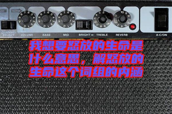 我想要怒放的生命是什么意思，解怒放的生命這個詞組的內(nèi)涵