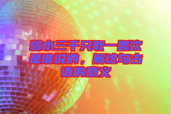 弱水三千只取一瓢飲是誰說的，解這句古語的意義