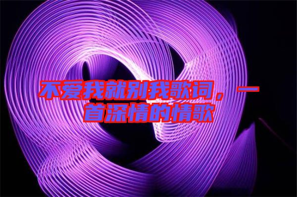 不愛(ài)我就別我歌詞，一首深情的情歌