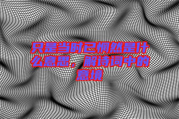 只是當(dāng)時(shí)已惘然是什么意思，解詩詞中的意境
