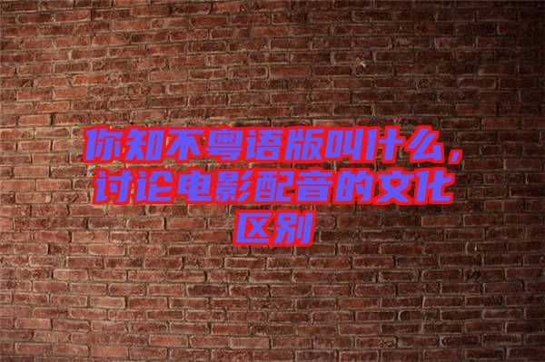 你知不粵語版叫什么，討論電影配音的文化區(qū)別