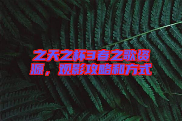 之天之杯3春之歌資源，觀影攻略和方式