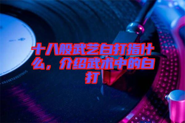 十八般武藝白打指什么，介紹武術(shù)中的白打