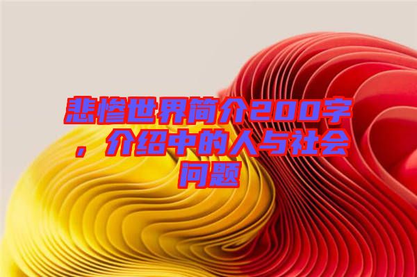 悲慘世界簡介200字，介紹中的人與社會問題