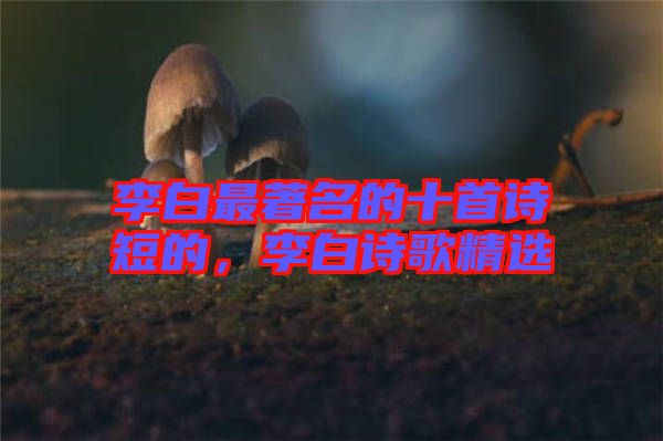 李白最著名的十首詩短的，李白詩歌精選