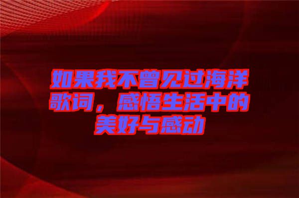 如果我不曾見過海洋歌詞，感悟生活中的美好與感動(dòng)