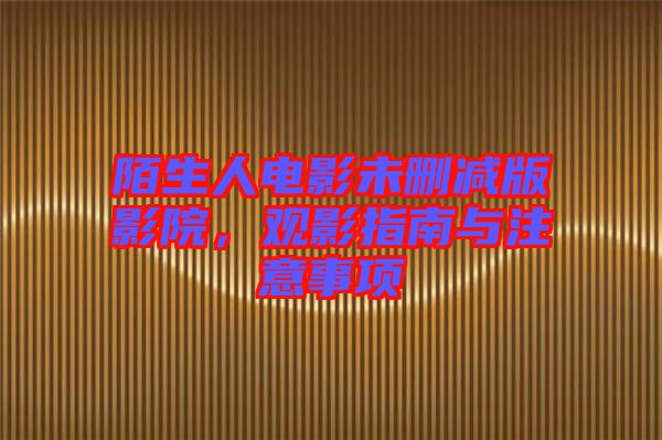 陌生人電影未刪減版影院，觀影指南與注意事項(xiàng)