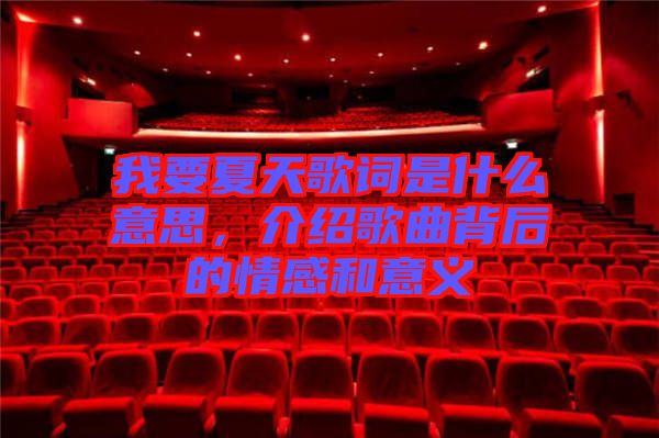 我要夏天歌詞是什么意思，介紹歌曲背后的情感和意義