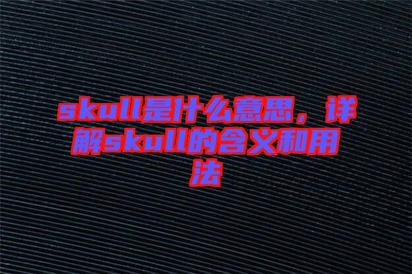 skull是什么意思，詳解skull的含義和用法