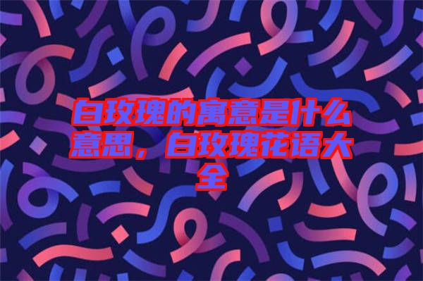 白玫瑰的寓意是什么意思，白玫瑰花語大全