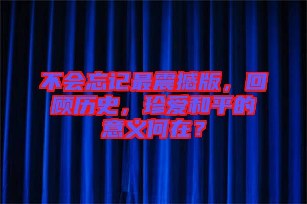 不會忘記最震撼版，回顧歷史，珍愛和平的意義何在？