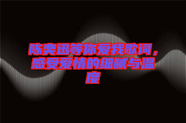 陳奕迅等你愛我歌詞，感受愛情的細(xì)膩與溫度