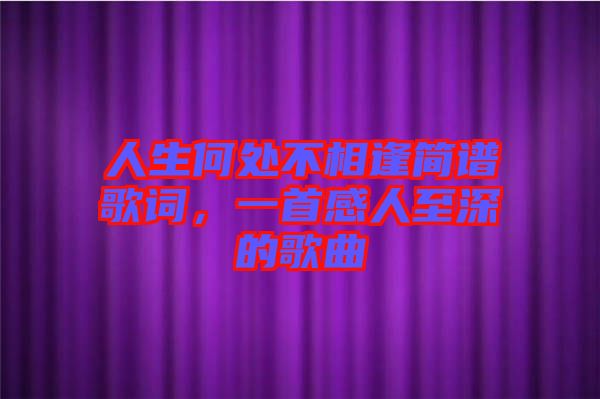 人生何處不相逢簡譜歌詞，一首感人至深的歌曲